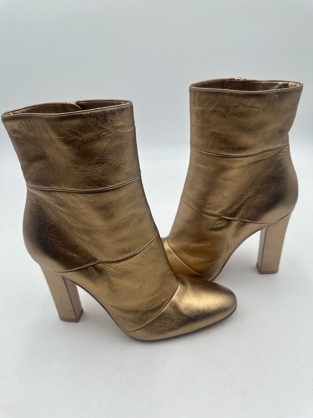 Gianvito Rossi Milano Gold Metallic Leather High Heel Ankle Designer Boot Sz 40